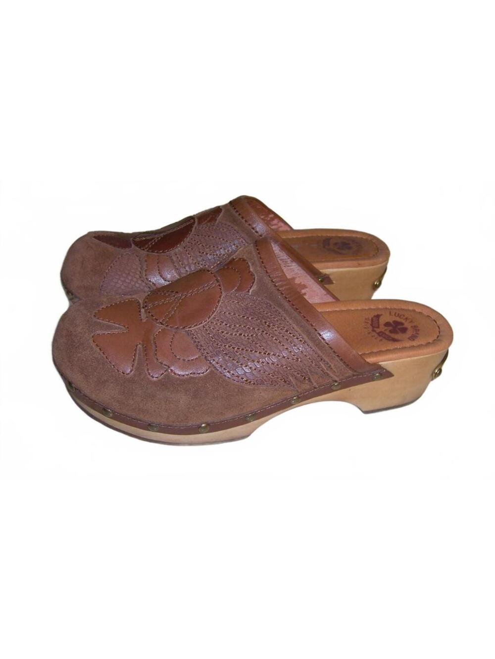 Lucky Brand Vintage Y2K Brown Suede Leather Clogs 7.5/37.5